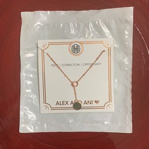 ALEX AND ANI Path of Life 21 in. Adjustable Lariat Necklace 14kt Rose Gold